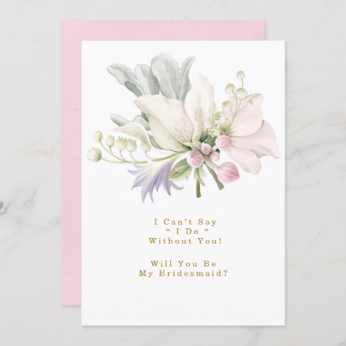 Pink Lavender Floral Will You Be My Bridesmaid Invitation