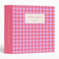 Pink Lavender Gingham Personalized Family Photo