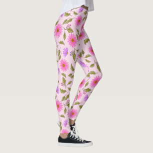 Pink Lavender Lacy Daisy Leggings