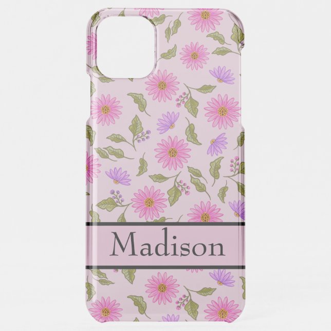 Pink Lavender Lacy Daisy Personalized iPhone Case (Back)