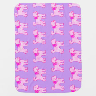 Pink Lavender Puppy Doodle Dog Cute Fun Baby Blanket