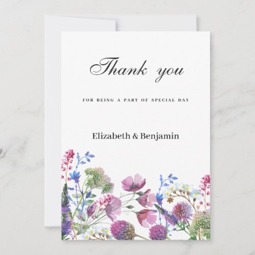 Pink lavender purple wildflower summer Thank You  Invitation