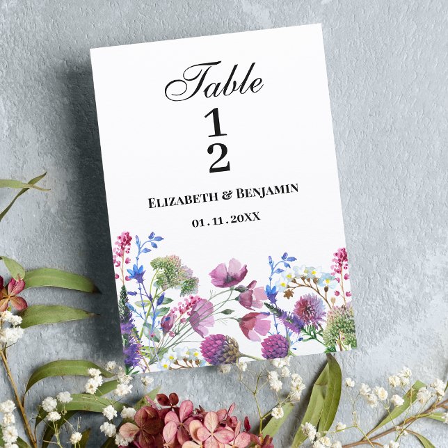 Pink lavender purple wildflower Table Numbers (Pink lavender purple wildflower Table Numbers)