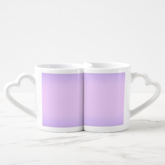 Pink Lavender Romantic Love Heart Handle Valentine Coffee Mug Set (Front Nesting)