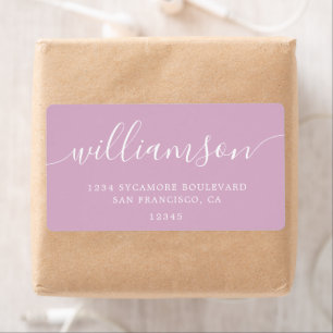 Pink Lavender Script Family Return Address Label