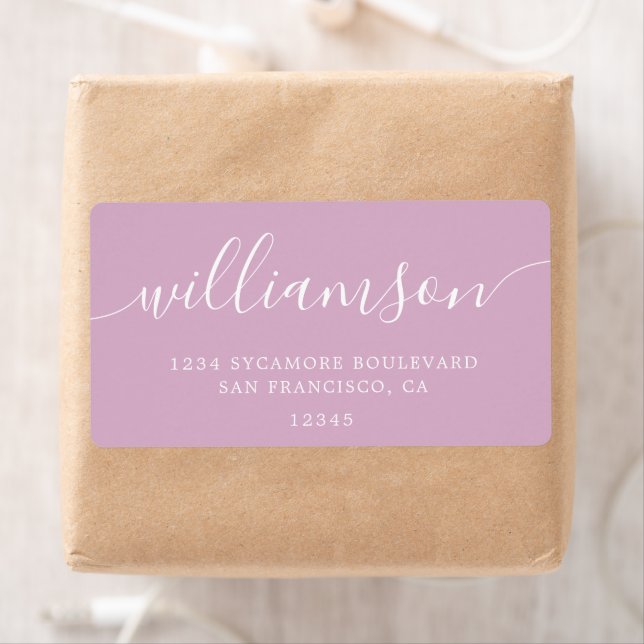 Pink Lavender Script Family Return Address Label (Insitu)