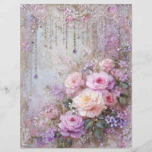 Pink Lavender Vintage Junk Journal Scrapbook Paper
