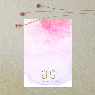 Pink Lavender Watercolor Earring Display Holder Business Card