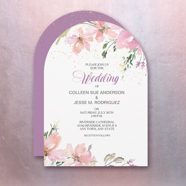 Pink Lavender Watercolor Floral Wedding Invitation (Creator Uploaded)