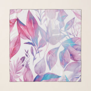 Pink, Lavender Watercolor Leaves  Scarf