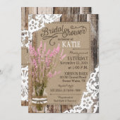 Pink Lavender Wood Lace Rustic Bridal Shower Invitation (Front/Back)