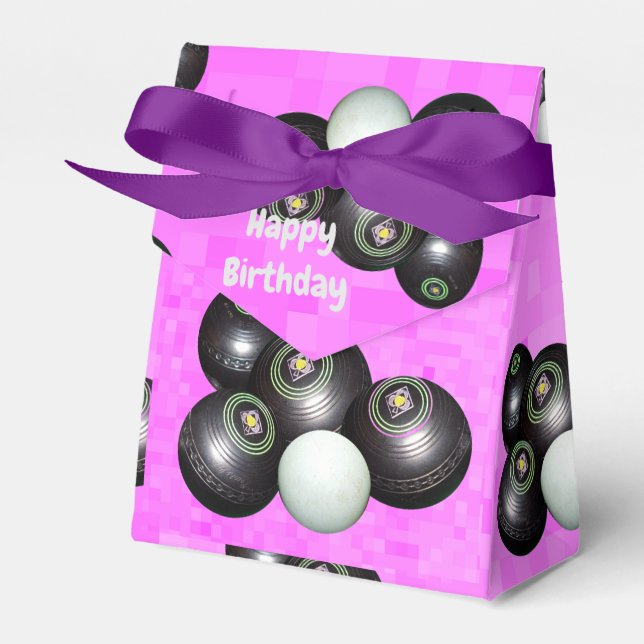 Pink Lawn Bowls Birthday, Favor Box (Front Side)