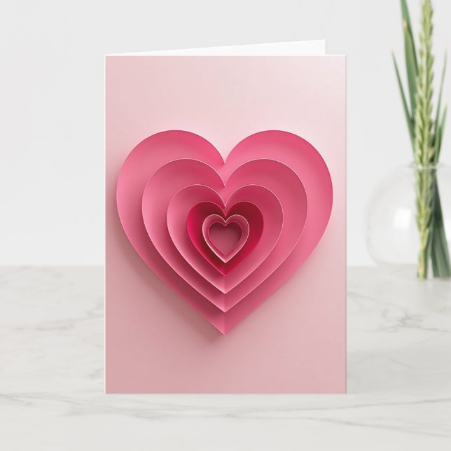 Pink Layered Heart Card (Front)
