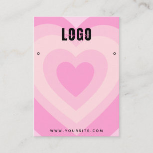 Pink Layered Heart Love Earrings Jewelry Display Business Card
