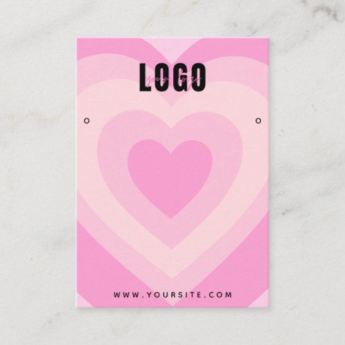 Pink Layered Heart Love Earrings Jewelry Display Business Card