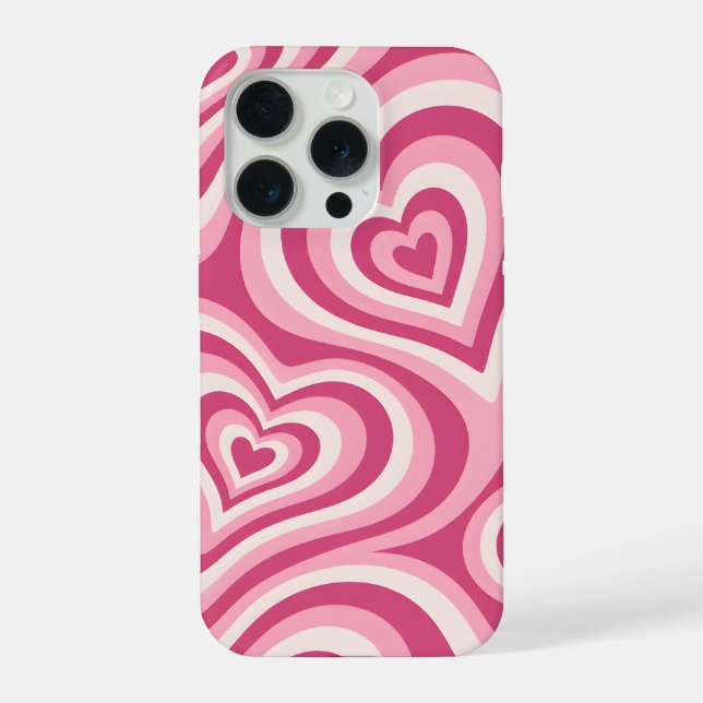 Pink Layered Heart Pattern Iphone Case (Back)