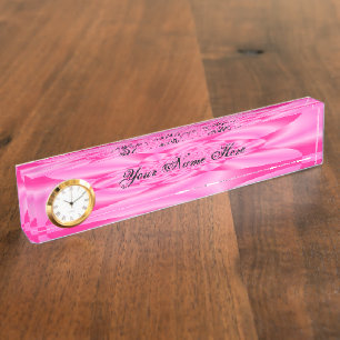 Pink Leaf Petal Desk Name Plate