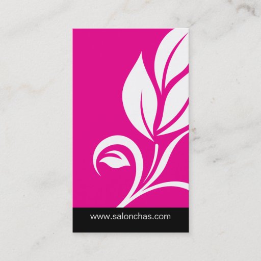 Customizable Pink Leaf Salon Spa Business Card