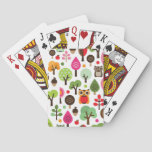pink leaf tree retro owl pattern poker cards