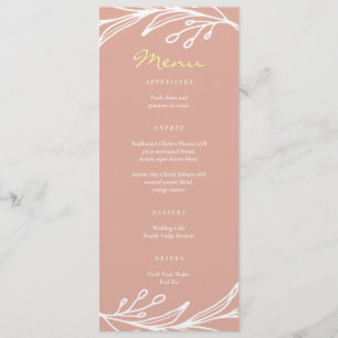 Pink leaf wreath Chinese wedding double happiness Menu