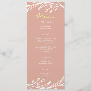 Pink leaf wreath Chinese wedding double happiness Menu