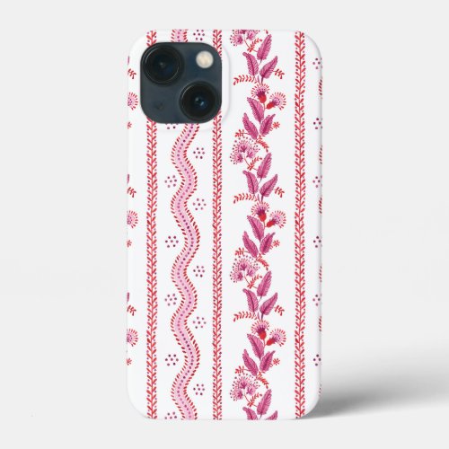 Pink Leafstripes iPhone 13 Mini Case
