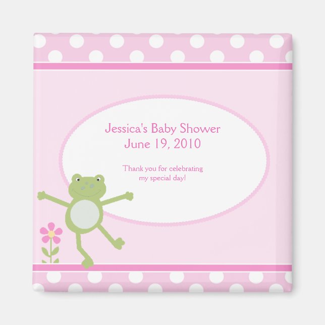 Pink Leap Frog Baby Shower Magnet Favor (Front)