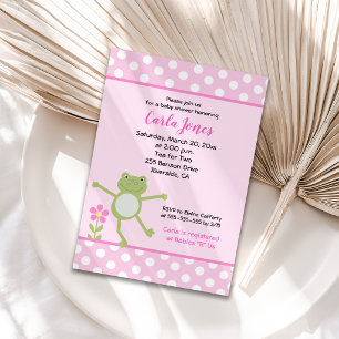 Pink Leap Frog Girl Baby Shower  Invitation