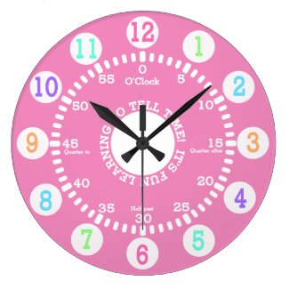 Pink Learning to Tell Time Large Clock