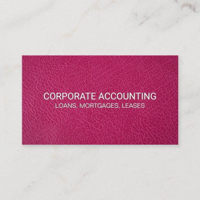Pink Leather Background Business Card (Front)