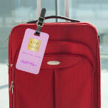 Pink leather business company logo name luggage tag<br><div class="desc">Pink faux leather print as background.  Personalize and add you business logo,  name and contact details.</div>