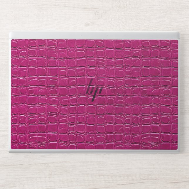 Pink leather effect pattern HP laptop skin (Front)