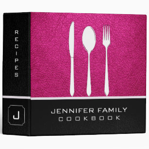 pink Leather Family Cooking 3 Ring Binder