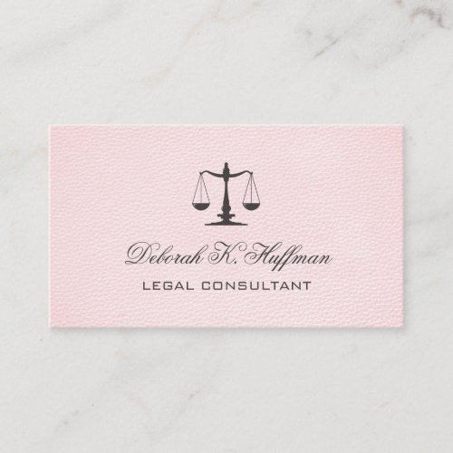 Pink leather feminine Legal Justice Scale Business Card