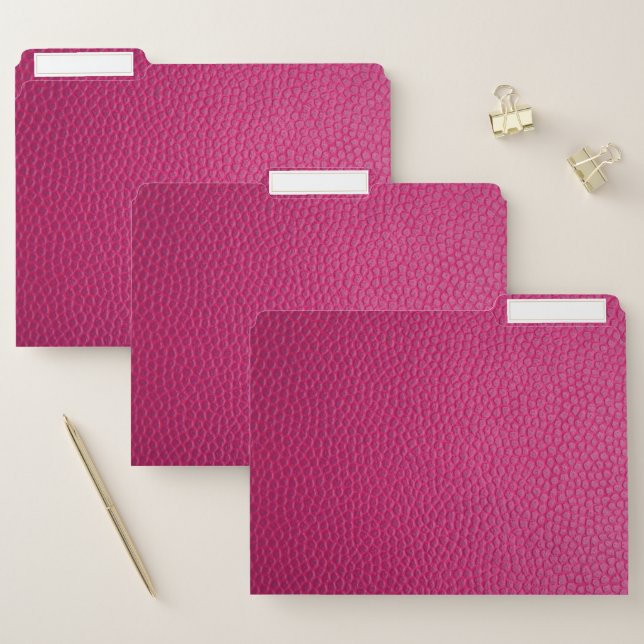 Pink leather file folder (Set)