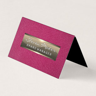 Pink Leather Gold Metallic Business Card