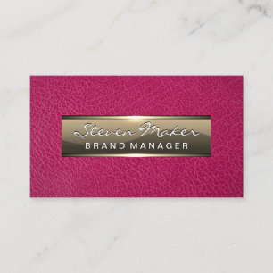 Pink Leather Gold Metallic Business Card