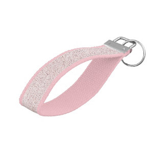 Pink leather look wrist keychain