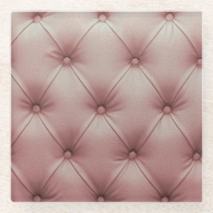 Pink Leather Sofa, Textured Background. Glass Coaster