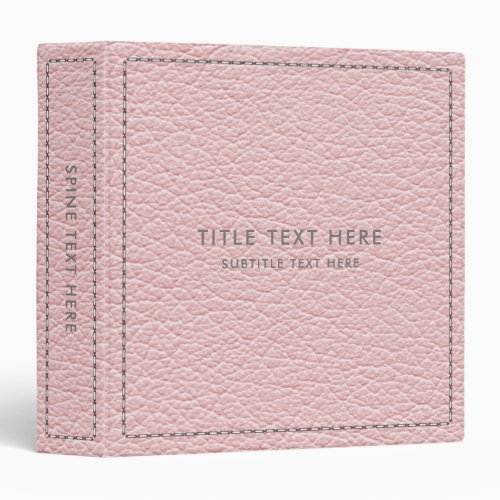 Pink Leather Texture  Stitching 3 Ring Binder