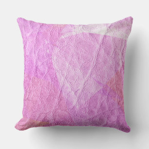 Pink Leather Throw Pillow