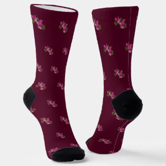 Pink Leaves Autumn Socks