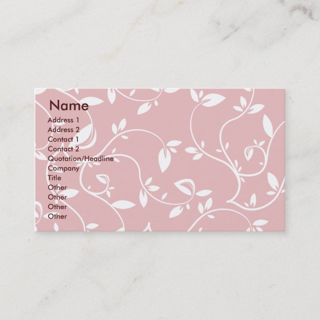 Pink Leaves - Business Business Card (Front)