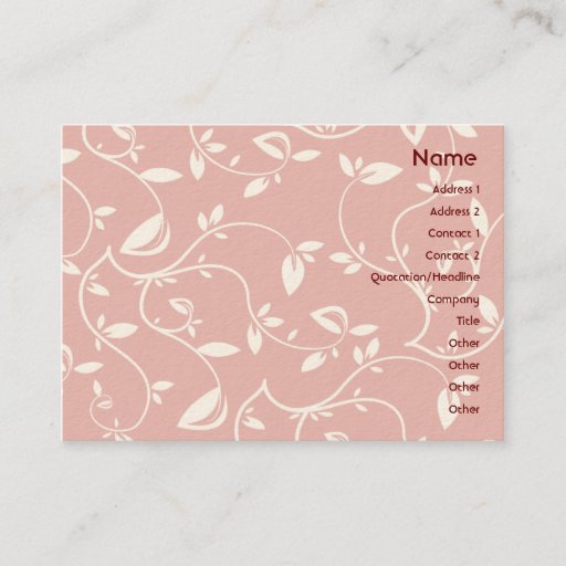 Customizable Pink Leaves - Chubby Business Card Template