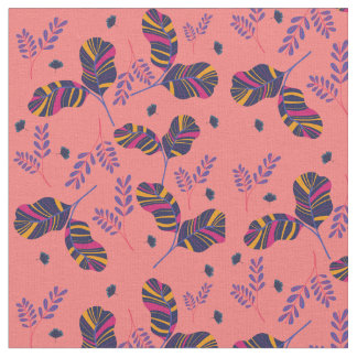 pink leaves floral fabric