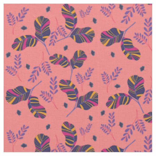 pink leaves floral fabric