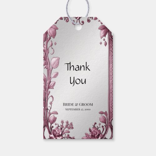 Pink Leaves Flourish Floral Gift Tag