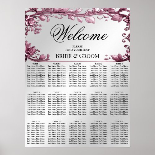 Pink Leaves Flourish Floral Seating Chart