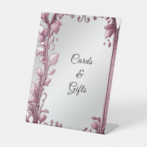 Pink Leaves Flourish Floral Tabletop Signs