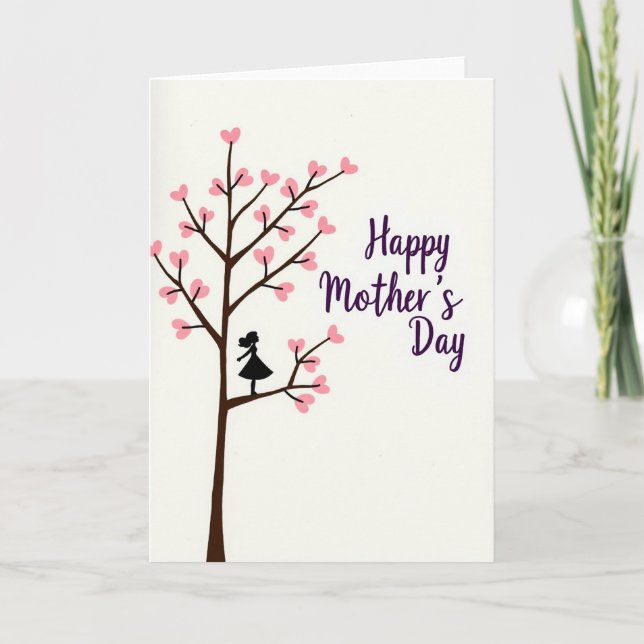 Pink Leaves Mothers Day Card (Front)